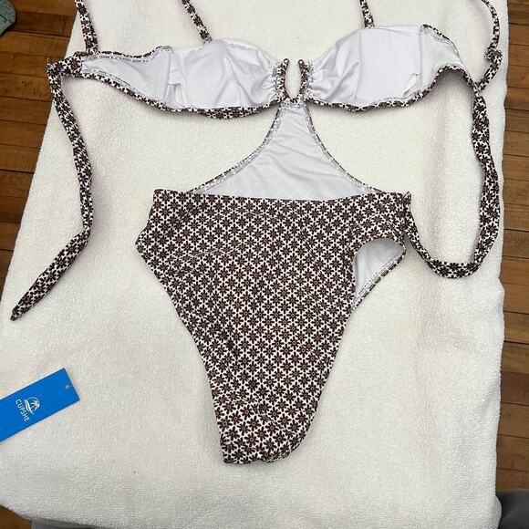 Cupshe x JoJo Jagger U-Ring Tie Back Monokini Swimsuit Size XS NWT - Picture 14 of 16